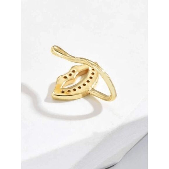 GOLD DIAMOND LIP NOSE RING CUFF - Picture 4 of 6
